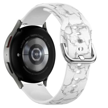 Imagem de MRAKPLGE Pulseira de relógio esportivo de 20 mm, compatível com Samsung Galaxy Watch 6/Classic, 5 / PRO, 4 Classic Sports (padrão de revestimento de pedra de mármore) para smartwatch