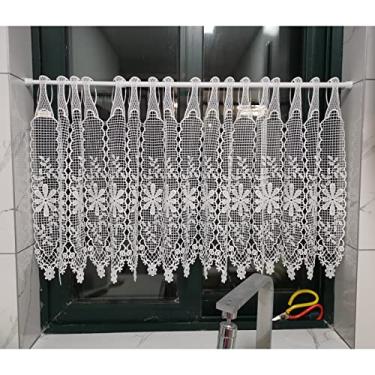 Imagem de Saias de renda para, cortinas de crochê macramê de fazenda/cortina curta pequena 1/1,2/1,5/2 M, painel divisor de sala de estar para porta interna, branco (tamanho: L x A 120 x 120 cm (47,2 x 47,2