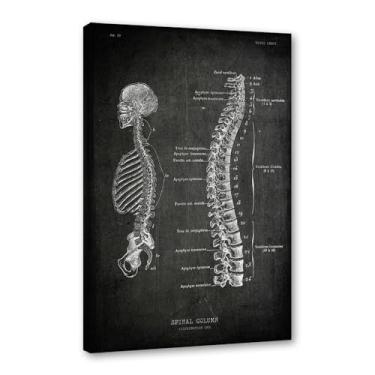 Imagem de Arte vintage de anatomia humana – pintura em tela de educação médica esqueleto humano gaiola cérebro coração anatomia pôster para decoração de casa de clínica hospitalar (SKU6,20.3x30.5 cm = (20x30 cm