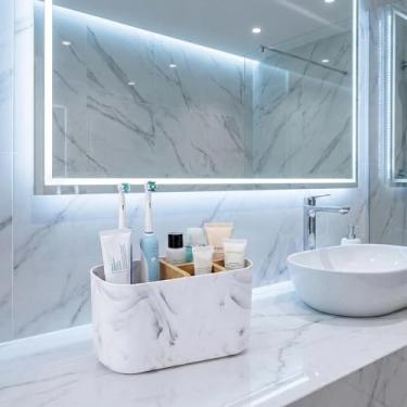 Imagem de Suportes de escova de dentes para banheiros, 5 compartimentos, suporte de escova de dentes de bambu, suporte de escova de dentes elétrica infantil e suporte de pasta de dente