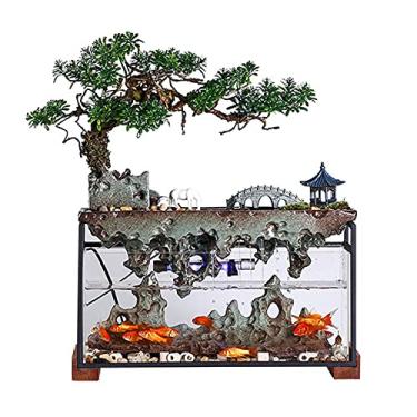 Imagem de Fontes de mesa internas fonte de mesa decoração cascata interior pequenas cachoeiras aquários tanque de peixes fonte de mesa adequado para escritório, casa, quarto, mesa, decoração, fonte de meditação
