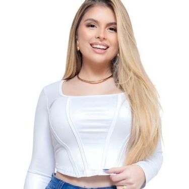 Imagem de Blusa feminina imitando corselete no cirre - Mamu, Branco, M