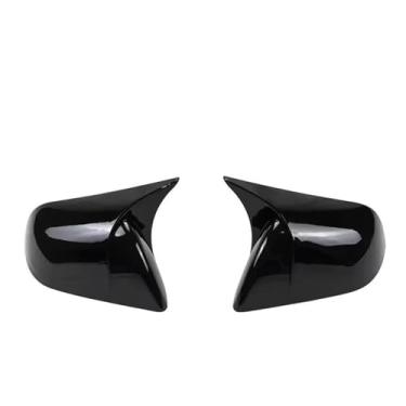 Imagem de Capa de espelho retrovisor externo para porta traseira com padrão de fibra de carbono preto brilhante capa de espelho retrovisor de carro para Tesla para modelo Y 3 (preto brilhante)