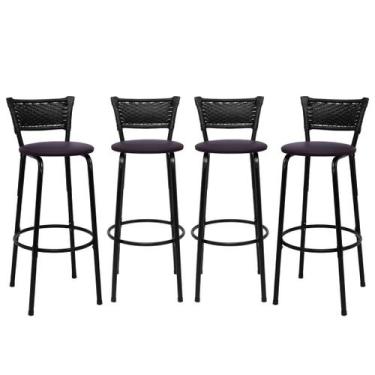 Imagem de kit 4 Banquetas Cadeiras Bancos Altas Balcão Ilha Bar Bancada Cozinha 