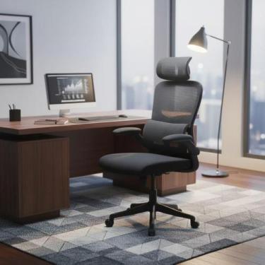 Imagem de Cadeira Escritório Secretaria Ajuste de Altura rodinhas Regulável Gira