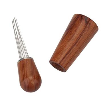 Imagem de Ferramenta de Distribuição Café Stirrer WDT com Suporte Cabo Madeira Natural para Cafeteria Profissional Grip Confortáve
