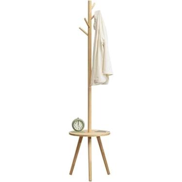 Imagem de SLGGPJBU Cabideiro de madeira com economia de espaço, suporte para casaco retrô de árvore com 4 ganchos para entrada no corredor da casa