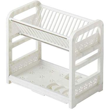 Imagem de U5GAAALPPQ9 Escorredor de armazenamento embaixo da prateleira, bandeja coletora, suporte de talheres, escorredor de pratos, tapete para pés, removível, vida culinária feliz