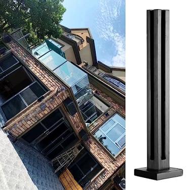 Imagem de Poste de grade de vidro, poste de escada, postes de balaustrada externos de aço inoxidável, trilhos de mão sem vidro, poste de corrimão de vidro de escada para vidro de 10-12 mm, kit de grades de