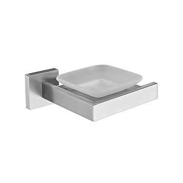 Imagem de 3FLQOOPP Kit de ferragens de banheiro de aço inoxidável toalheiro de níquel escovado suporte de papel higiênico gancho de barra de toalha acessórios de banheiro, toalheiro C (50 cm) (saboneteira)