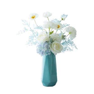 Imagem de Flores artificiais, azuis, plantas artificiais, interiores, sala de estar, mesa de jantar, cabeceira, hall de entrada, ornamentos decorativos, flores falsas