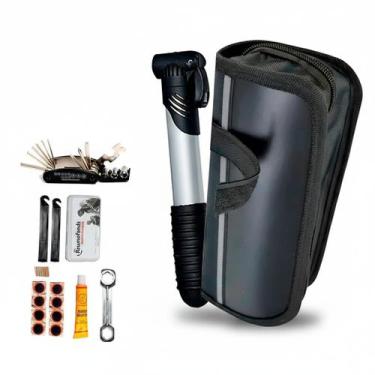 Imagem de Kit Sobrevivência Bike Reparo de Pneu e Ajustes com Mini Bomba - Genér