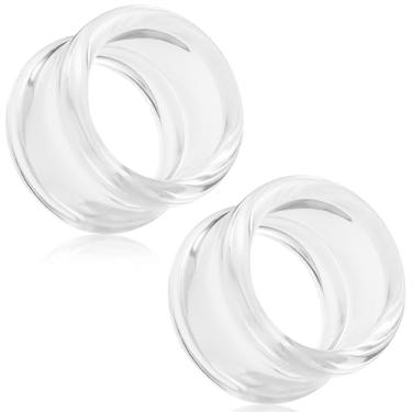 Imagem de Uqnwbdq Tampões de ouvido de acrílico vazados de 6G-50 mm para mulheres e homens, alargador, alargador, alargador, alargador, piercing, joia corporal, preto, branco, transparente, 1 par, 50mm = 2 inch