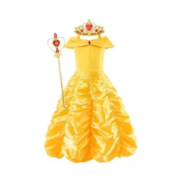 Imagem de Vestido De Princesa Amarelo Para Meninas De 2 a 10 Anos, Fantasia De H