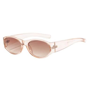 Imagem de Óculos de Sol UV400 - Armação Oval Grossa, Hastes Largas, Lentes Degradê para Homens e Mulheres, Ideal para Esportes ao Ar Livre, Corrida e Ciclismo, Cor Champanhe