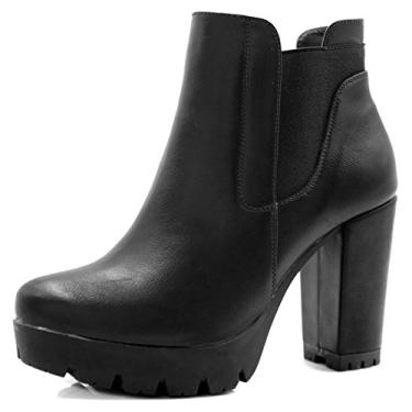 Imagem de Botas Chelsea Allegra K femininas de salto alto grosso, plataforma com zíper, Preto, 6