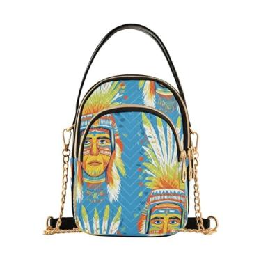 Imagem de CEBUGI Bolsa tiracolo feminina clutch bolsa de telefone abstrata masculina elegante bolsa de ombro com alça de corrente removível
