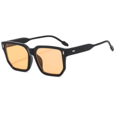 Imagem de HPIRME Óculos com armação grande e lentes de borda larga (preto e marrom claro)