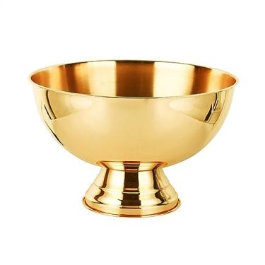 Imagem de x3anggyt5 Balde de gelo balde de gelo de metal grande bacia de gelo de aço inoxidável balde de gelo dourado adequado para churrasco, festa, bar, clube, restaurante, hotel, etc. Recipiente de gelo