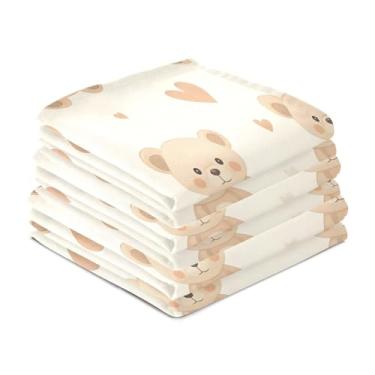 Imagem de Wassud Toalhas de cozinha adoráveis ursos panos de prato de cozinha pacote com 6 panos de prato macios com laço para pendurar toalha de mão de secagem rápida super absorvente toalhas de chá de mesa