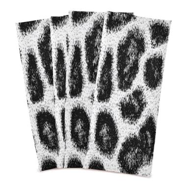 Imagem de Wassud Toalhas de cozinha pretas com estampa de leopardo toalhas de prato de cozinha pacote com 4 panos de prato macios com laço para pendurar toalha de mão super absorvente de secagem rápida toalhas