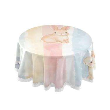 Imagem de Qilmy Toalha de mesa redonda de palmeira de treliça verde, 152 cm, resistente à água, à prova de derramamento, capa de mesa grande para jantar de reunião de família em ambientes internos e externos