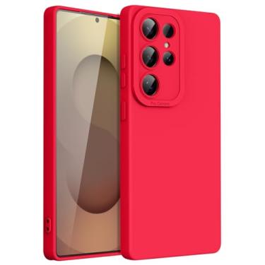 Imagem de CIBAU YANG Capa para Samsung Galaxy S25 Ultra. Capa protetora traseira fosca de TPU macio. Capa fina e leve para Galaxy S25 Ultra (vermelho, X2)