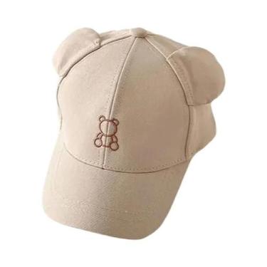 Imagem de Boné De Sol Infantil Ajustável Com Desenho De Urso Fofo, Cor Sólida, P