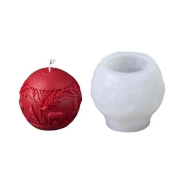 Imagem de Molde De Silicone Artesanal Para Enfeites De Natal: Árvore, Alce, Bola