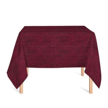 Imagem de Toalha de Mesa Quadrada em Tecido Jacquard Estampado Liso Vinho Marsal