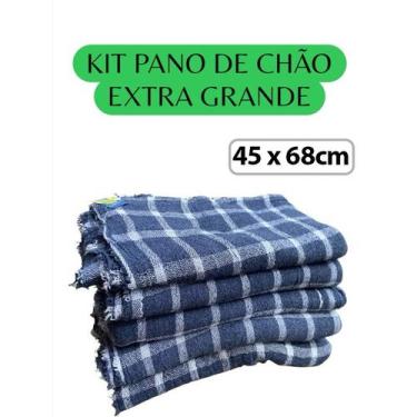 Imagem de Kit Pano de Chão Xadrez Azul Extra Grande Saco Duplo 100% Algodão - GG