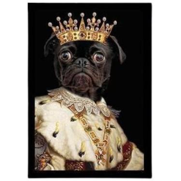 Imagem de Quadro Decorativo Pug Rei Com Vidro 24X18Cm - Quadros On-Line