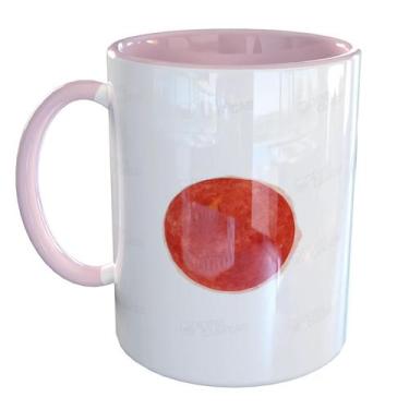 Imagem de Caneca Porcelana Japao Bandeira - Pense Canecas, Rosa Claro