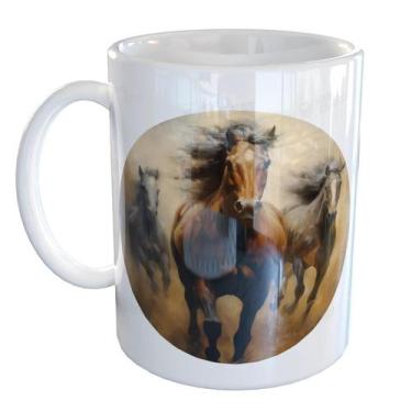 Imagem de Caneca Porcelana Cavalo Indomável - Pense Canecas, Branco