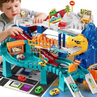 Imagem de Pistas de carros de corrida de dinossauros MSKOLER Dinosaur 2-4 anos c