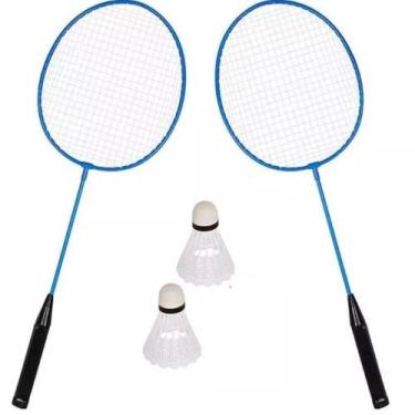 Imagem de Kit Badminton 2 Raquetes Peteca Jogo Frescobol Raqueteira Esporte Com 