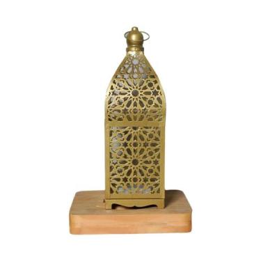 Imagem de Lanterna LED De Metal Vintage Marroquina, Luminária Decorativa De Mesa