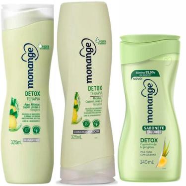 Imagem de Shampoo e Condicionador Monange Detox + Sabonete Líquido