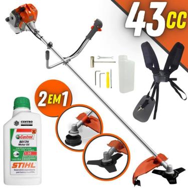 Imagem de Roçadeira Robusta Á Gasolina Tekna RL430ACN-TK 2T 43cc 1,7HP Modelo Completo Com Lâmina de Corte 3 Pontas e Cabeçote Nylon + ÓLEO CASTROL STIHL 2T