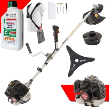 Imagem de Roçadeira Profissional Lateral Kawashima KW43-LE À Gasolina 2T 43cc 1,7HP Com Lâmina 3 Pontas e Carretel Nylon + ÓLEO STIHL 2T