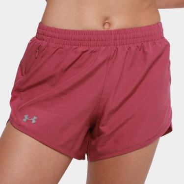 Imagem de Short Under Armour Fly By 3'' Feminino, Rosa escuro, Rosa, G