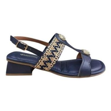 Imagem de Sandalia Feminino Mississipi Casual Conforto Salto Baixo Bloco Cordas Antiderrapante J0531 Marinho-Feminino