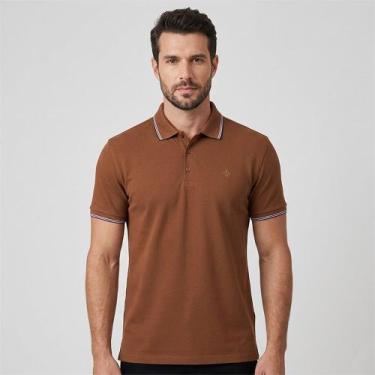 Imagem de Camisa Polo Dudalina Frisos Degrade In26 Marrom Masculino, G