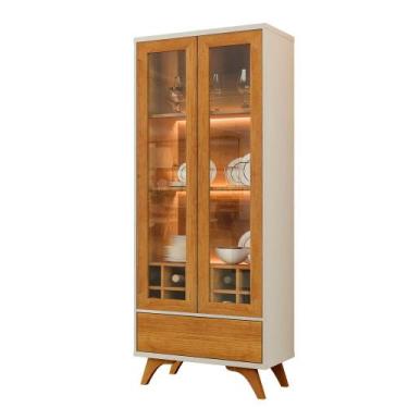 Imagem de Cristaleira Adega Vitrum 2 Portas de Vidro C/LED COR:Naturalle/Off Whi