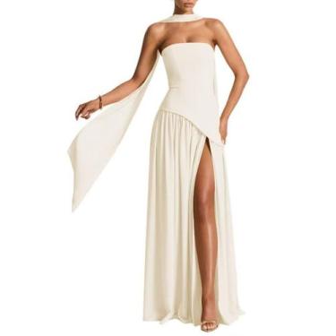 Imagem de Vestido maxi PUXIU Bridesmaid, cachecol de cetim, gola, Aline US12, ma