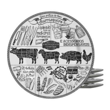 Imagem de Jogo De Pratos Sobremesa Cerâmica 20cm Kit 4pcs Churrasco Gourmet Alle