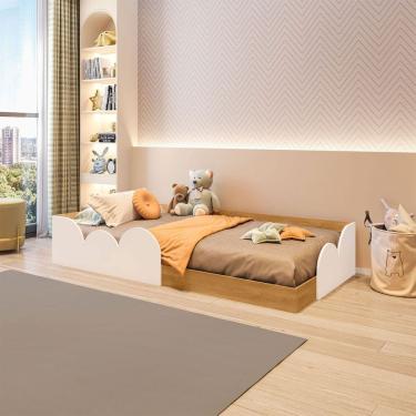 Imagem de Cama Infantil Montessoriana Nube Branco/Freijó - Pnr Móveis