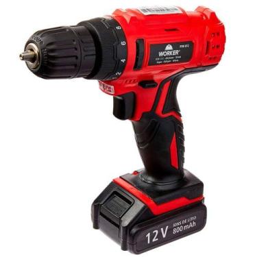 Imagem de Parafusadeira Furadeira Bateria 12v 13 Peças Worker, 1kg, 220V