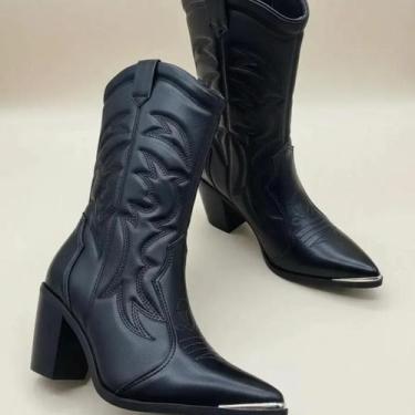 Imagem de Bota Feminina Cano Médio Western Original Preto - Modare, Vizzano texa
