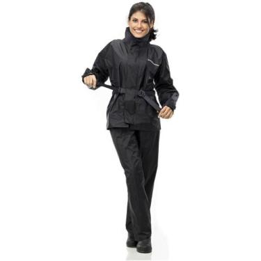 Imagem de Conjunto Capa de Chuva Feminino Pantaneiro Nylon Com Gola, Preto, M
